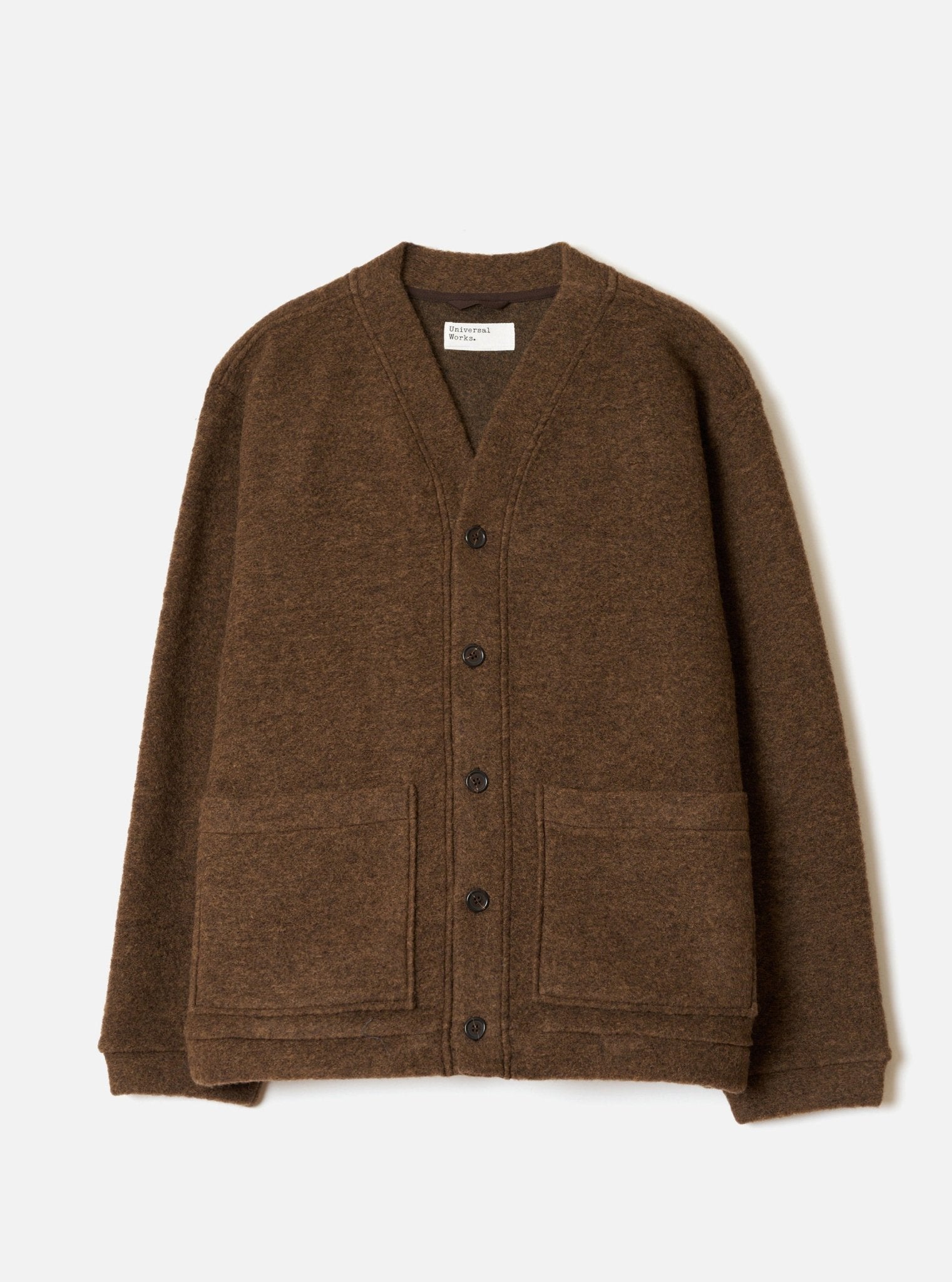 Universal Works Wool Fleece Advance Cardigan Brown Marl - Steranko Clothing Manchester