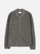 Universal Works Wool Fleece Zip Bomber Grey Marl - Steranko Clothing Manchester