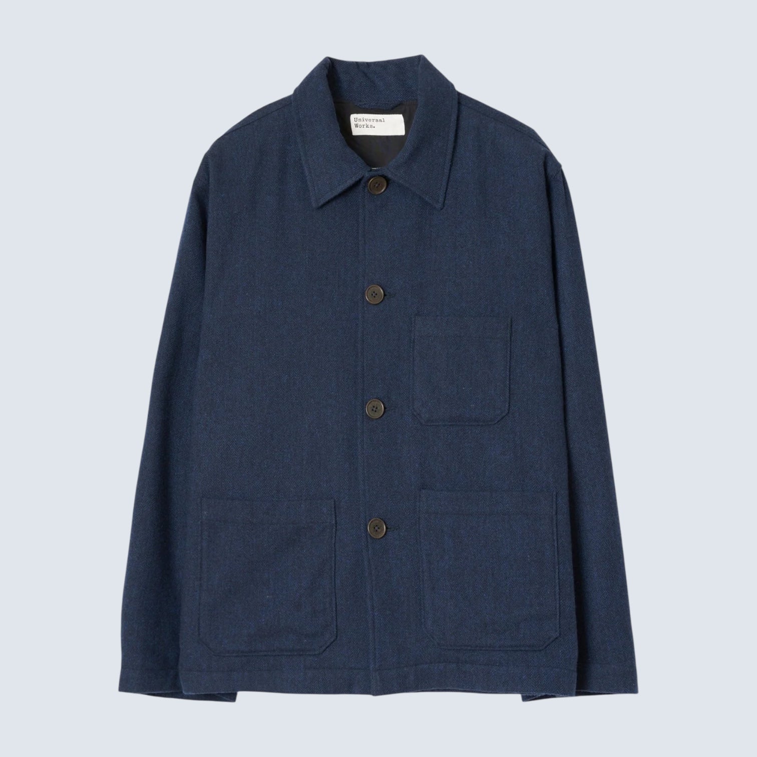 Universal Works Wool Herringbone Ives Jacket Navy - Steranko Clothing Manchester