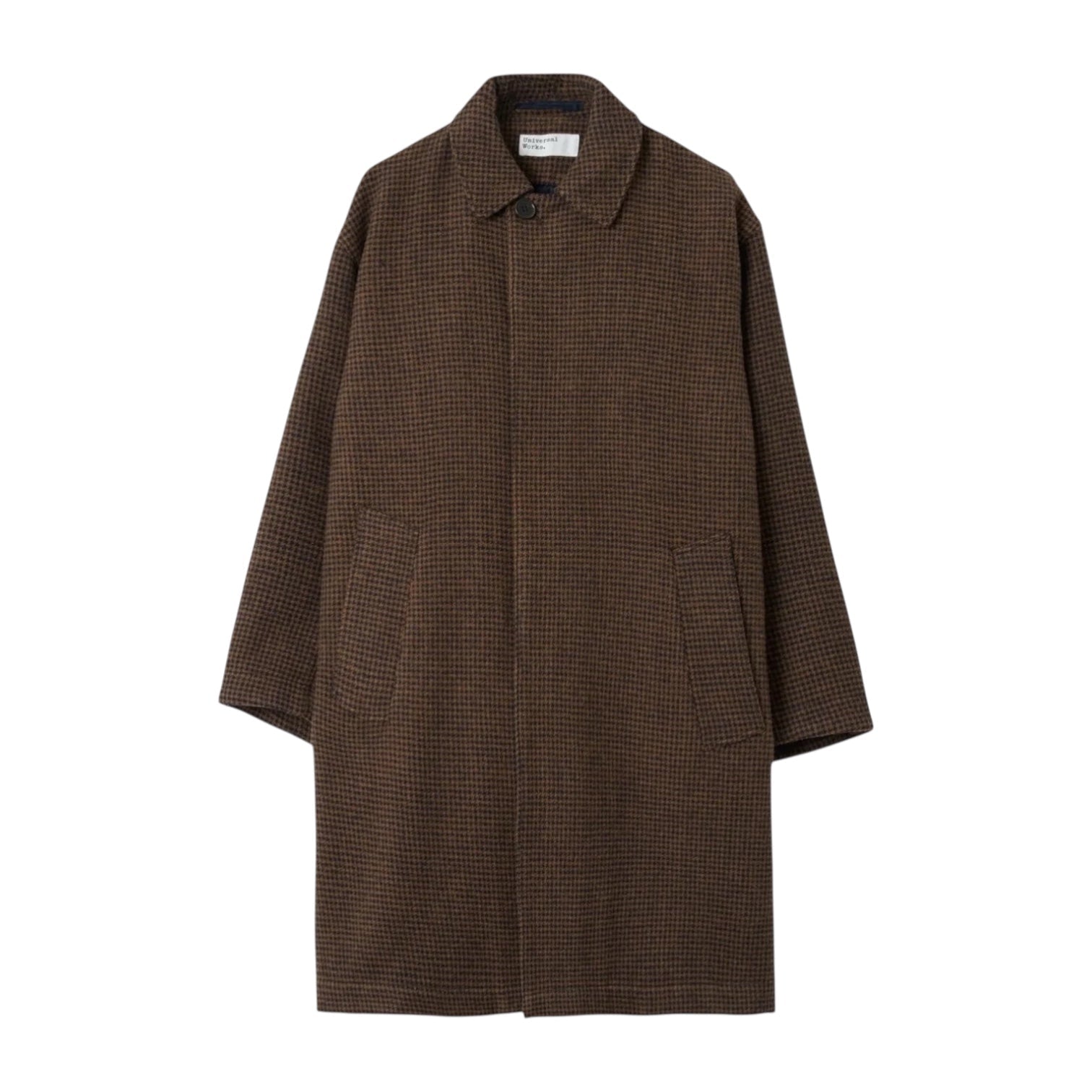 Universal Works Wool Tweed Mix Stan Coat Navy/Brown - Steranko Clothing Manchester
