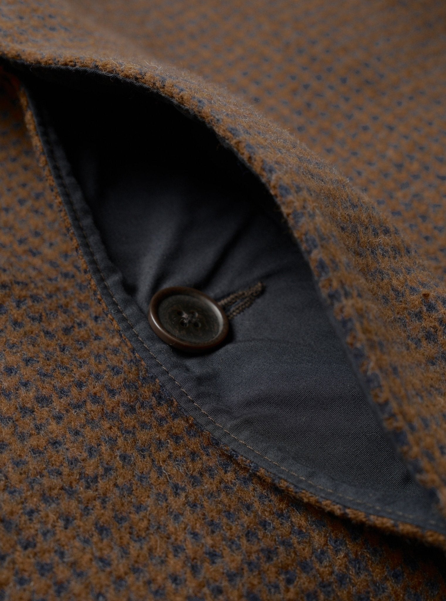 Universal Works Wool Tweed Mix Stan Coat Navy/Brown - Steranko Clothing Manchester