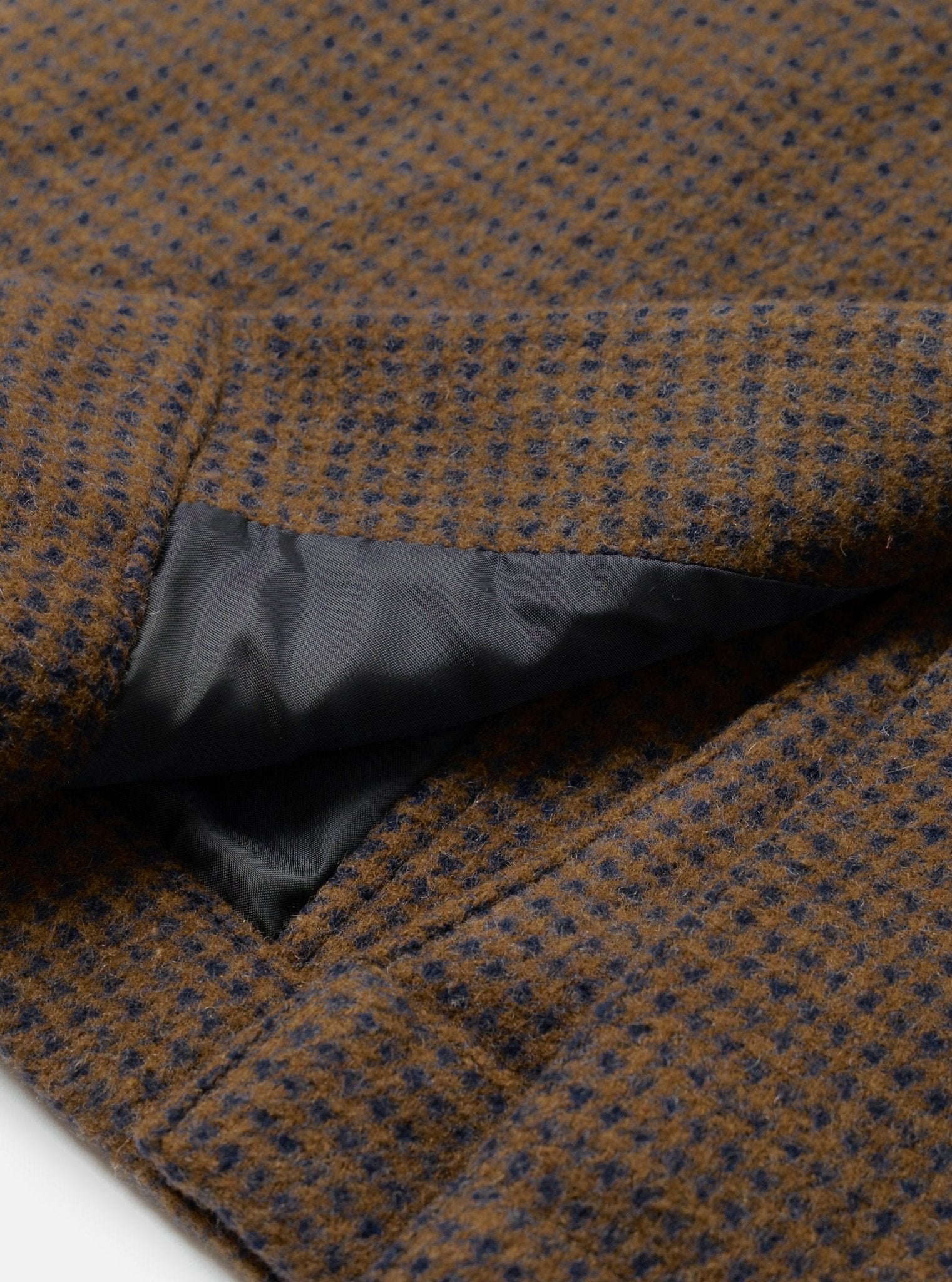 Universal Works Wool Tweed Mix Stan Coat Navy/Brown - Steranko Clothing Manchester