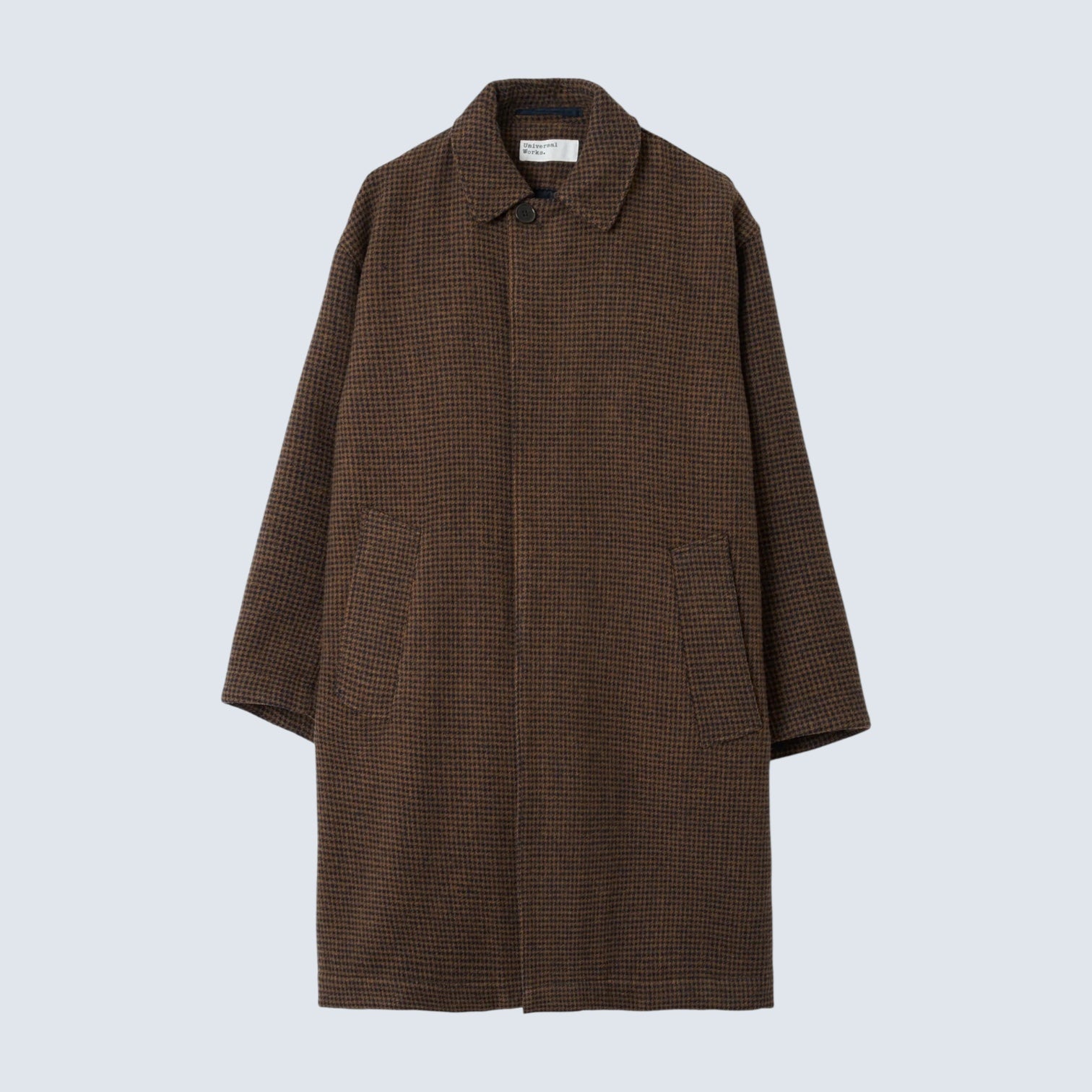 Universal Works Wool Tweed Mix Stan Coat Navy/Brown - Steranko Clothing Manchester