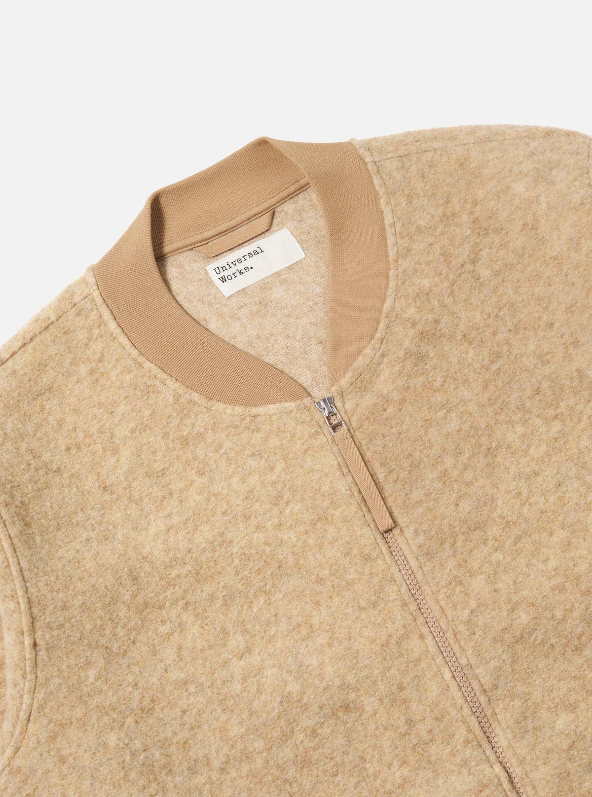 Universal Works Zip Bomber Wool Fleece Fawn - Steranko Clothing Manchester