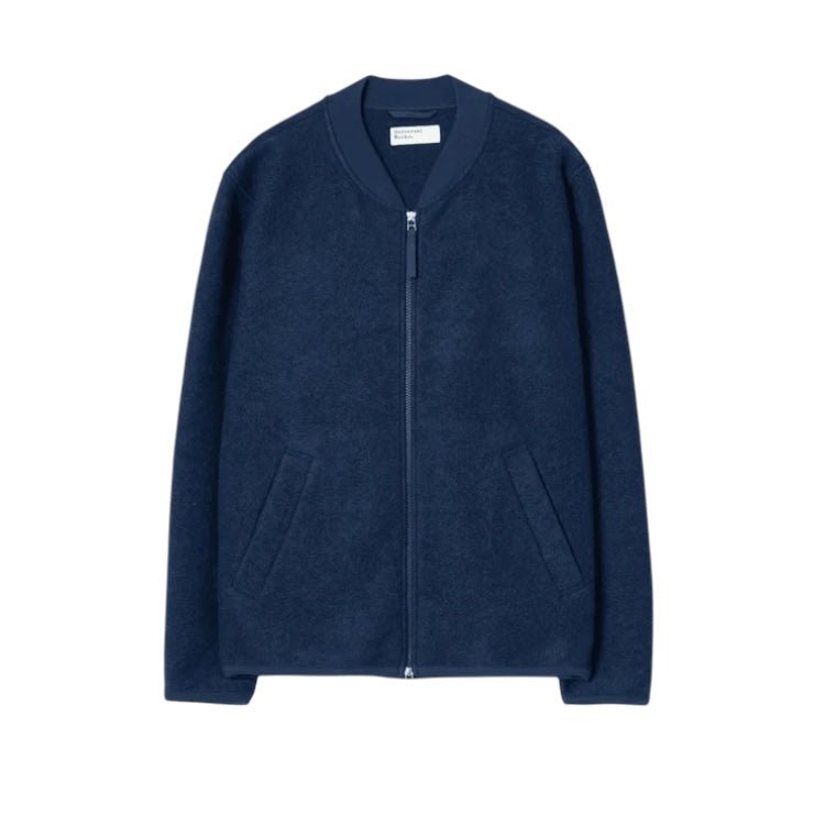 Universal Works Zip Bomber Wool Fleece Indigo - Steranko Clothing Manchester