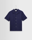 Wax Didcot Double Weave Seersucker Dark Blue - Steranko Clothing Manchester