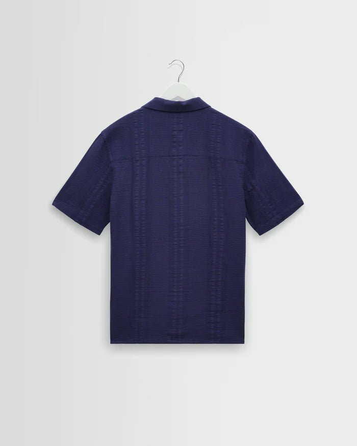 Wax Didcot Double Weave Seersucker Dark Blue - Steranko Clothing Manchester