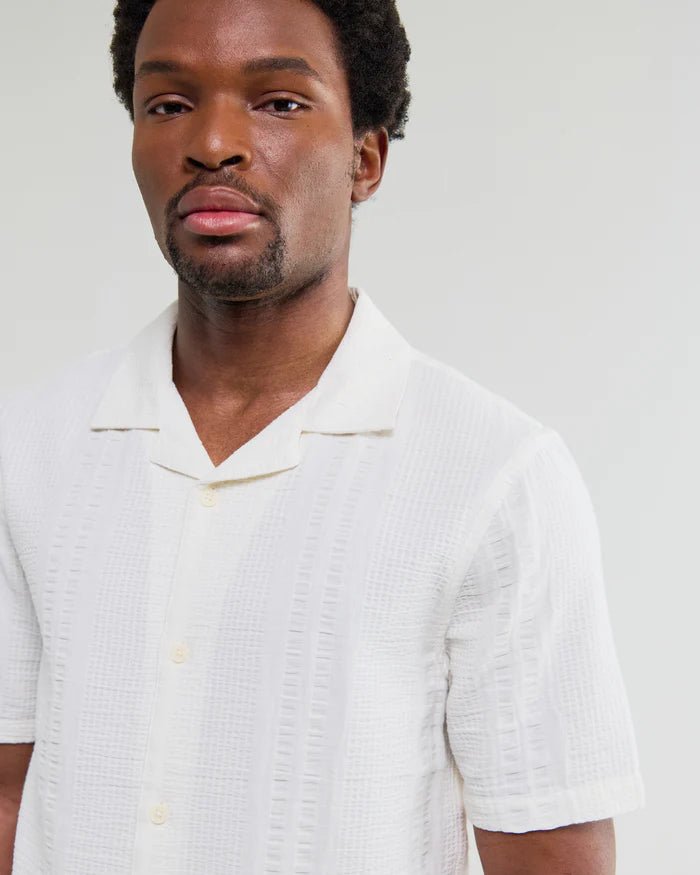Wax Didcot Double Weave Seersucker Ecru - Steranko Clothing Manchester