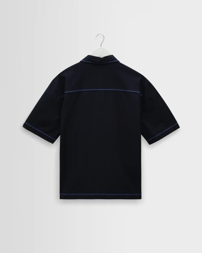 Wax Keats Shirt Dahlia Embroidery Navy - Steranko Clothing Manchester