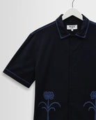 Wax Keats Shirt Dahlia Embroidery Navy - Steranko Clothing Manchester