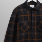 Wax Whiting Overshirt Drawn Check Teal Orange - Steranko Clothing Manchester