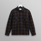 Wax Whiting Overshirt Drawn Check Teal Orange - Steranko Clothing Manchester