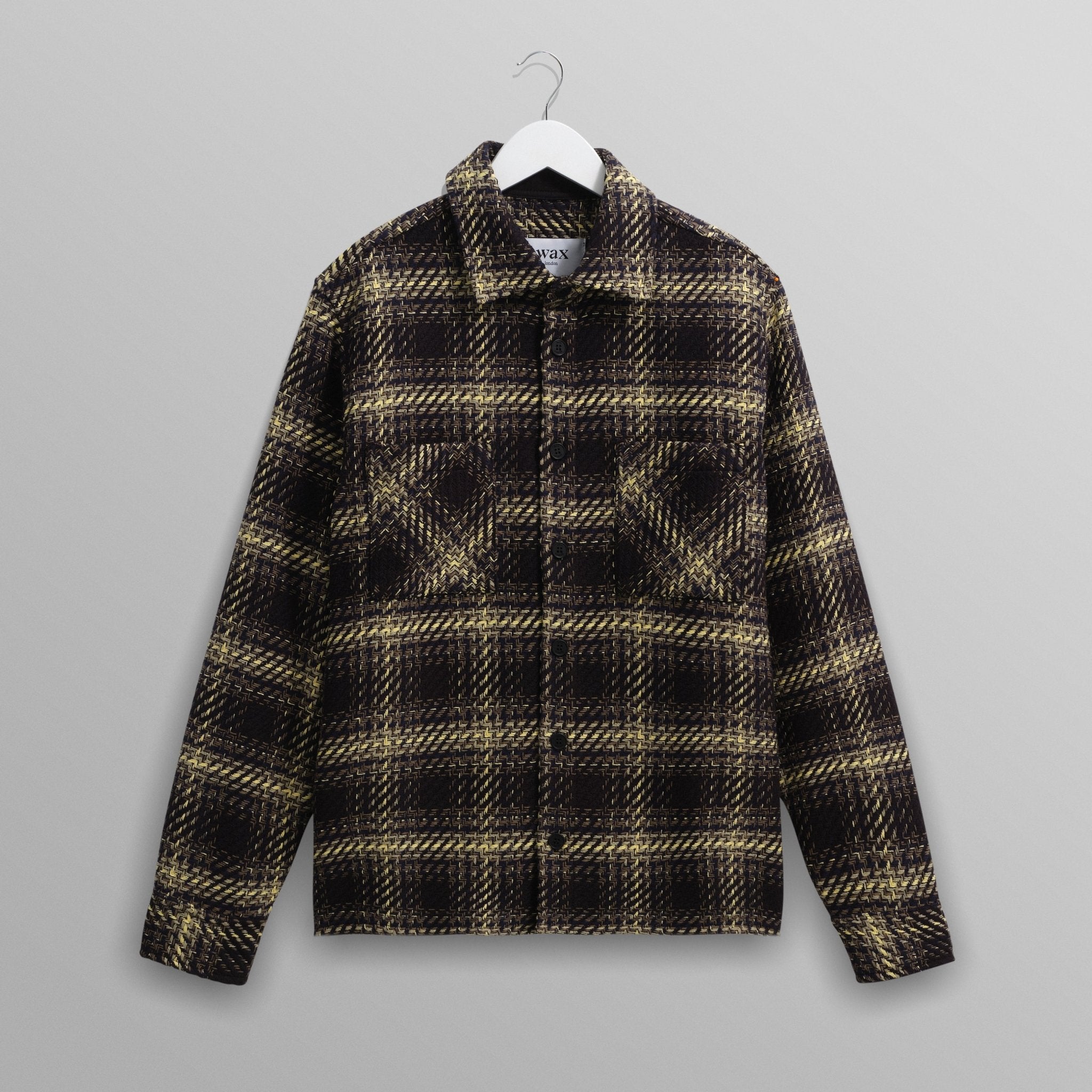 Wax Whiting Overshirt Hutton Check Black Yellow - Steranko Clothing Manchester
