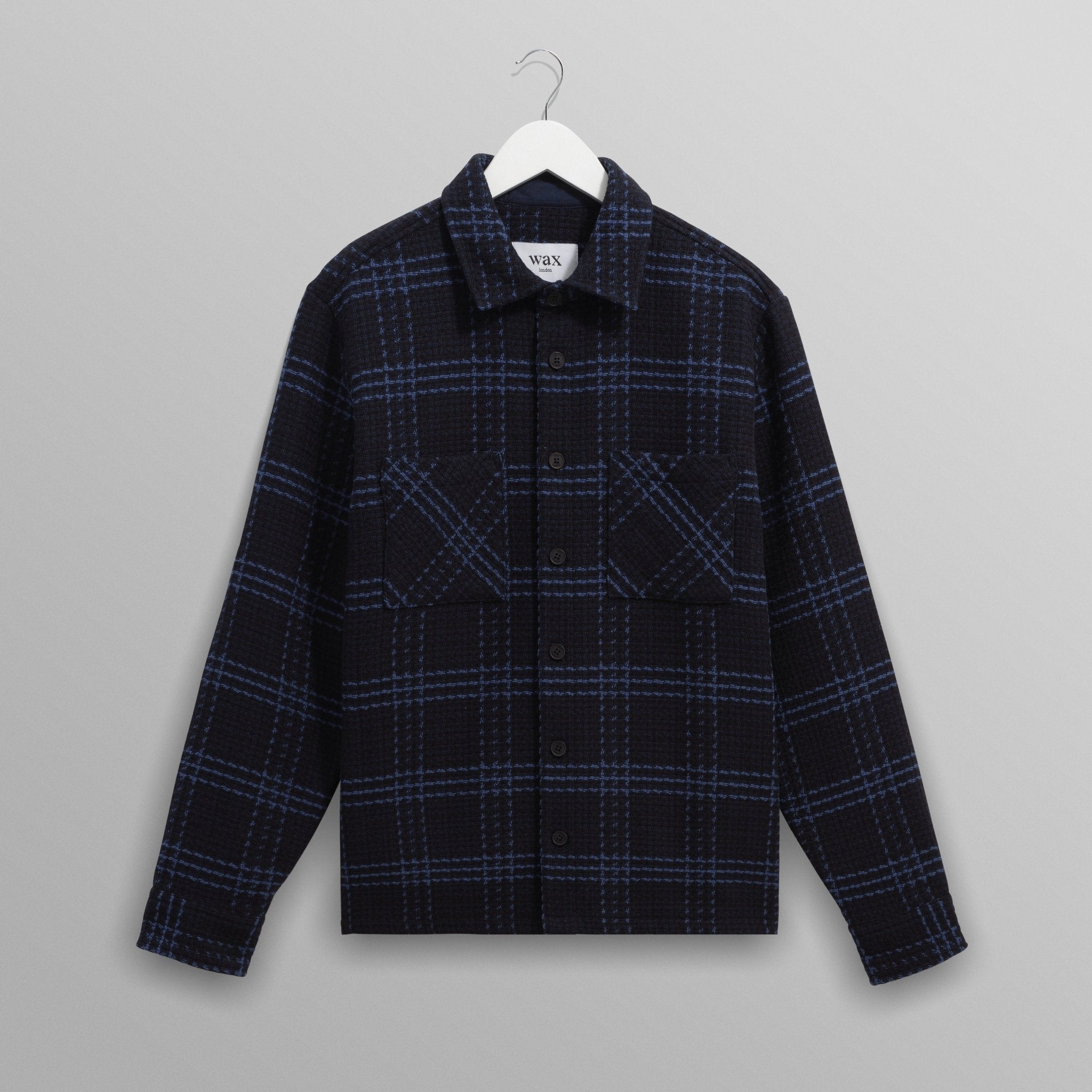 Wax Whiting Overshirt Skate Check Navy / Blue - Steranko Clothing Manchester