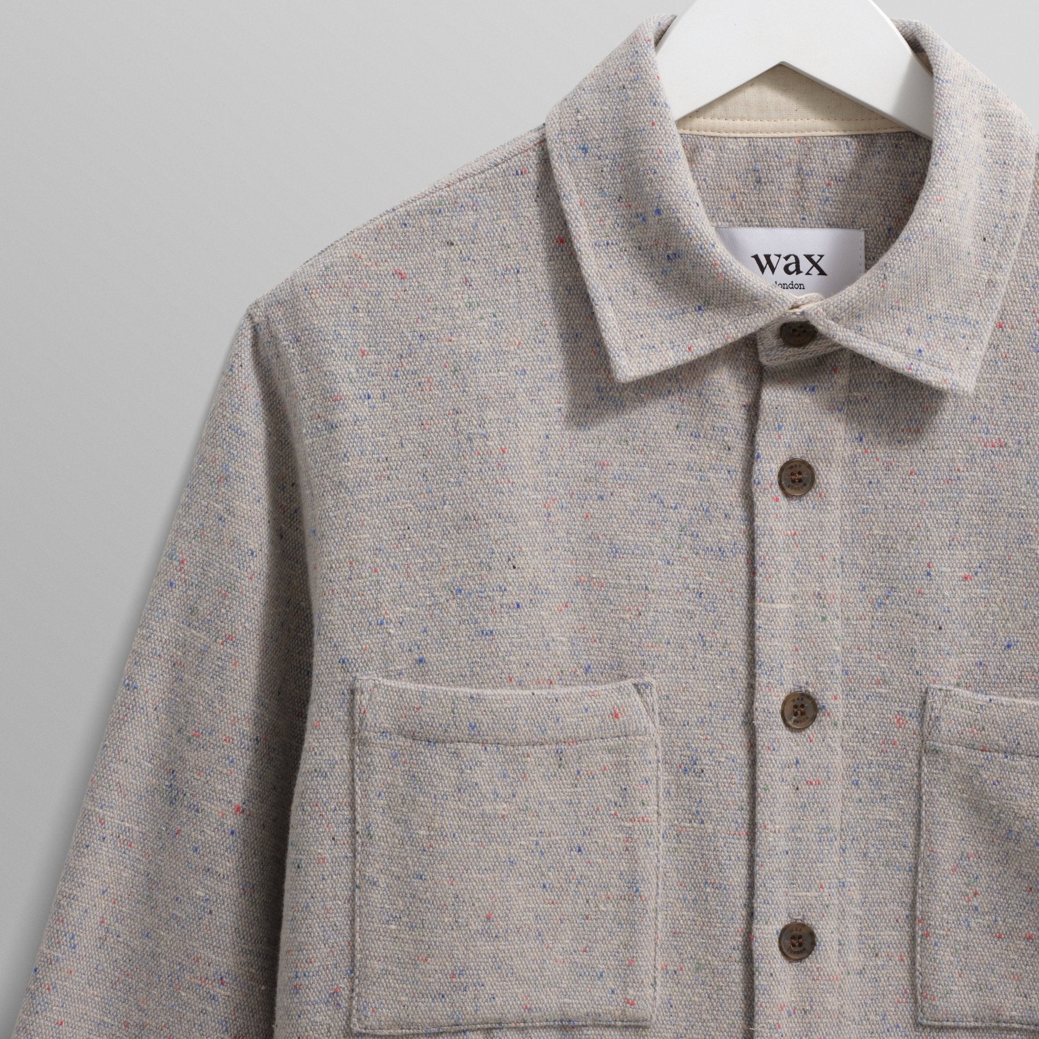 Wax Whiting Overshirt Wool Blend Fleck Blue - Steranko Clothing Manchester