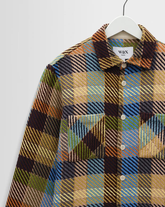 Wax Whiting Shirt Pike Check Khaki - Steranko Clothing Manchester