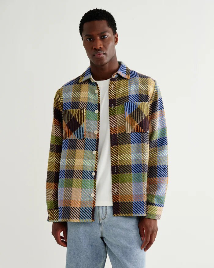 Wax Whiting Shirt Pike Check Khaki - Steranko Clothing Manchester